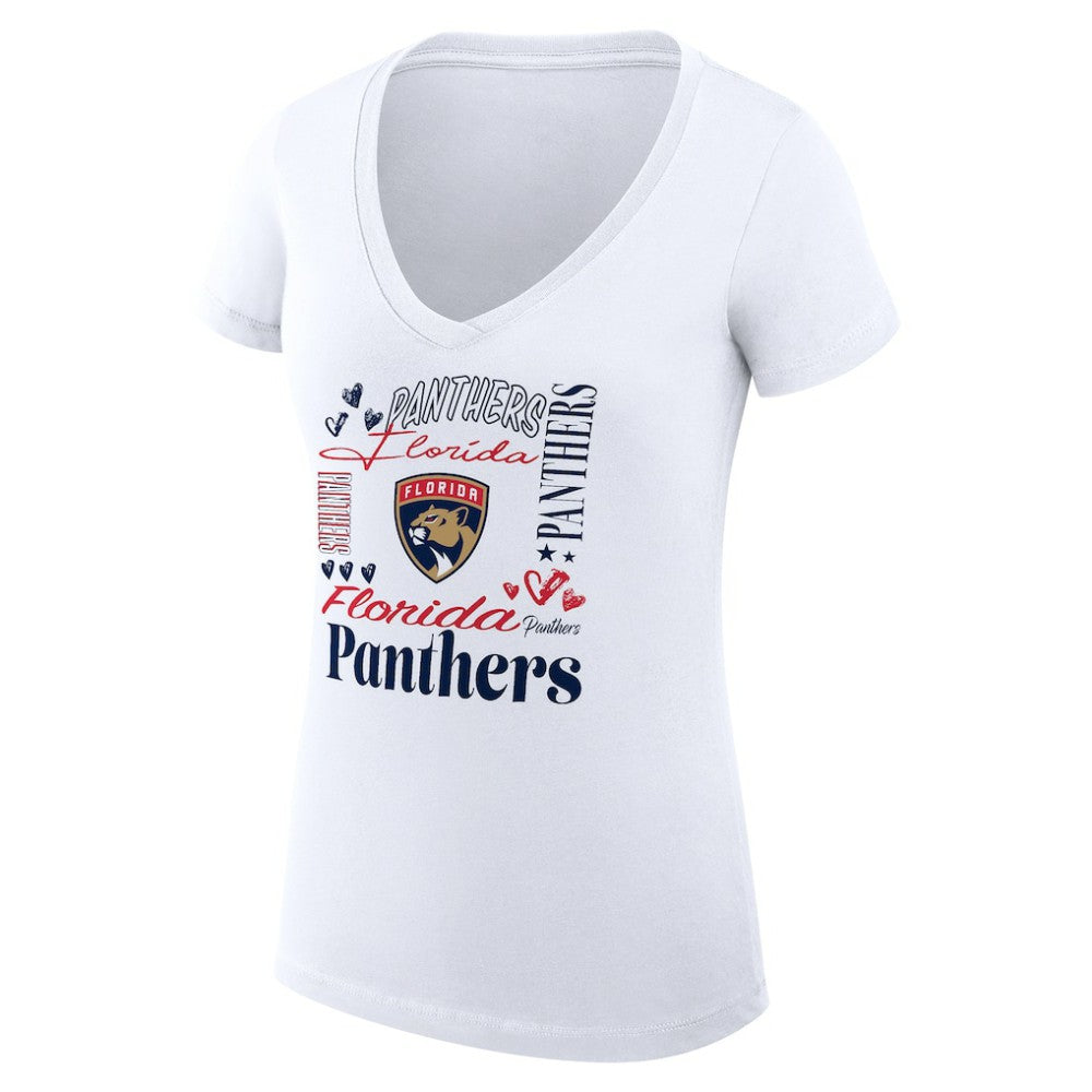 Florida Panthers G-III 4Her by Carl Banks Women's Super-Slim Fit Lightweight Collage Team Graphic T-Shirt - White T-shirts