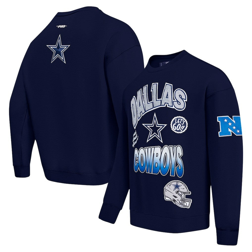 Dallas Cowboys Pro Standard Turn It Up Drop Shoulder Pullover Sweatshirt - Navy discount