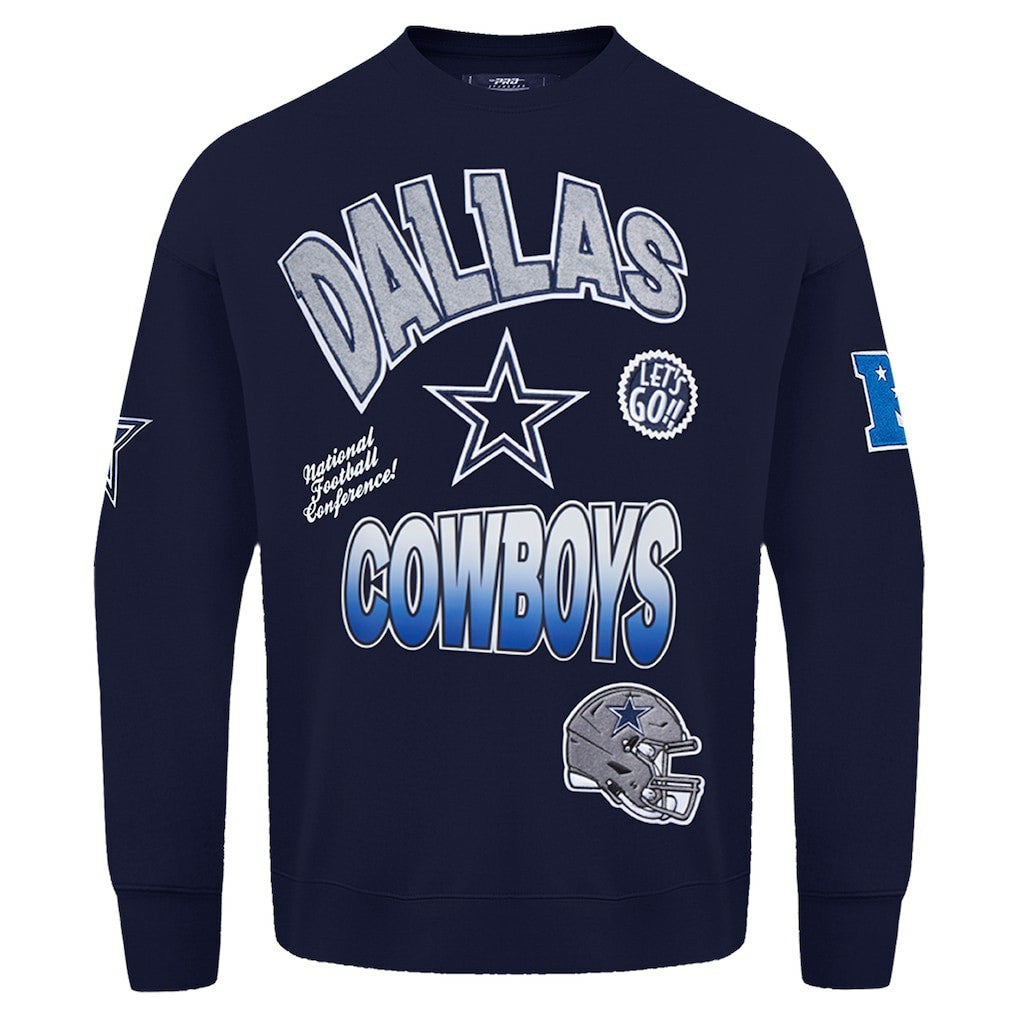 Dallas Cowboys Pro Standard Turn It Up Drop Shoulder Pullover Sweatshirt - Navy discount