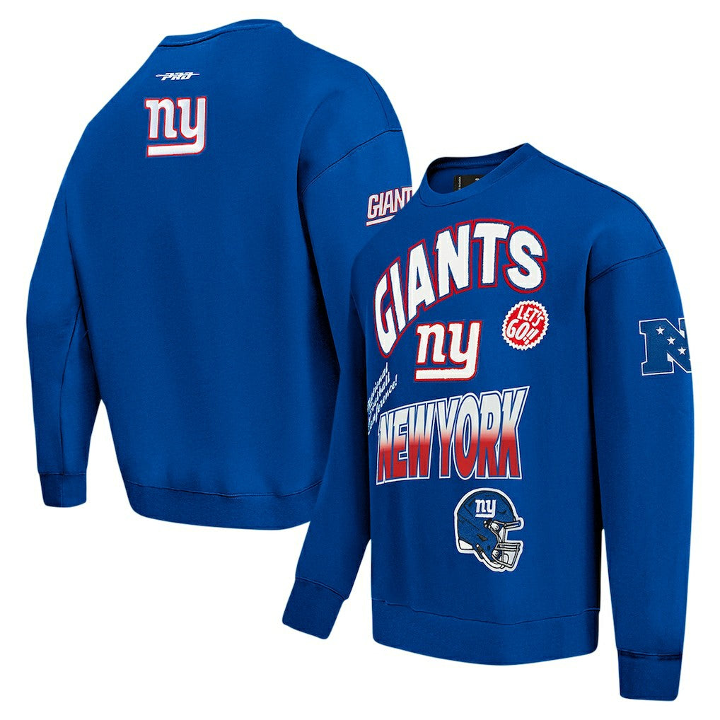 New York Giants Pro Standard Turn It Up Drop Shoulder Pullover Sweatshirt - Royal on sale