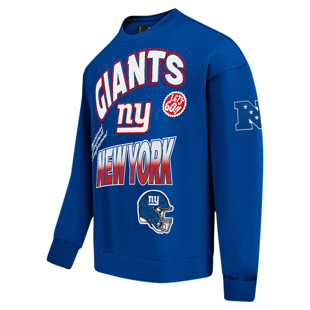 New York Giants Pro Standard Turn It Up Drop Shoulder Pullover Sweatshirt - Royal on sale