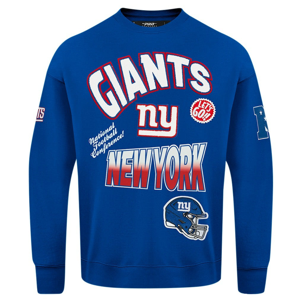 New York Giants Pro Standard Turn It Up Drop Shoulder Pullover Sweatshirt - Royal on sale