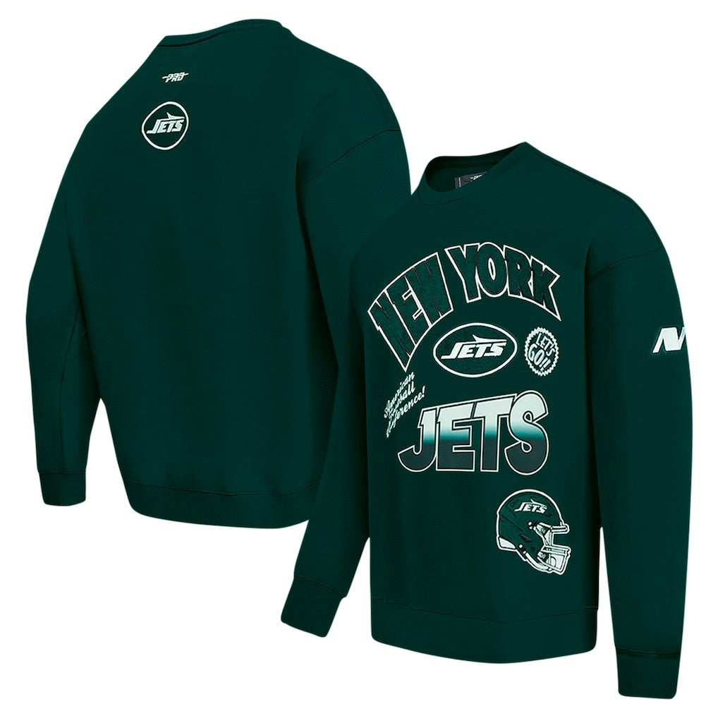 New York Jets Pro Standard Turn It Up Drop Shoulder Pullover Sweatshirt - Green discount