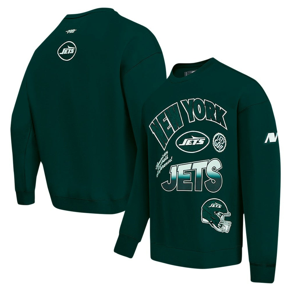 New York Jets Pro Standard Turn It Up Drop Shoulder Pullover Sweatshirt - Green discount