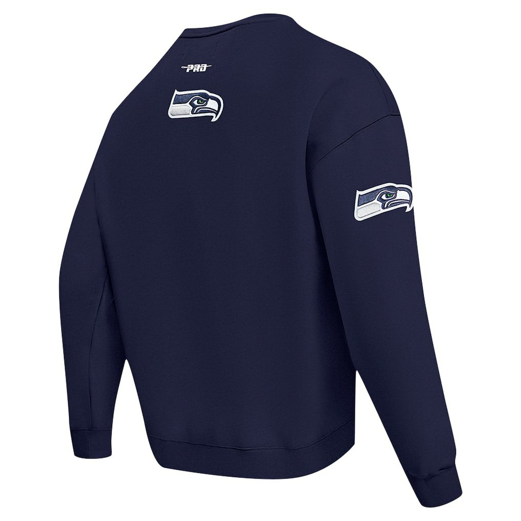 Seattle Seahawks Pro Standard Turn It Up Drop Shoulder Pullover Sweatshirt - College Navy outlet
