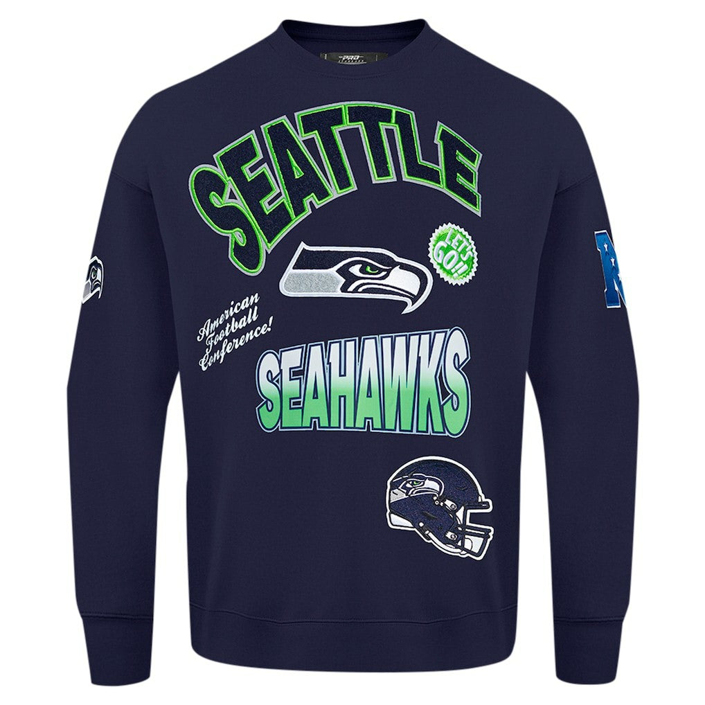 Seattle Seahawks Pro Standard Turn It Up Drop Shoulder Pullover Sweatshirt - College Navy outlet