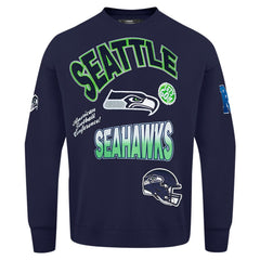 Seattle Seahawks Pro Standard Turn It Up Drop Shoulder Pullover Sweatshirt - College Navy outlet