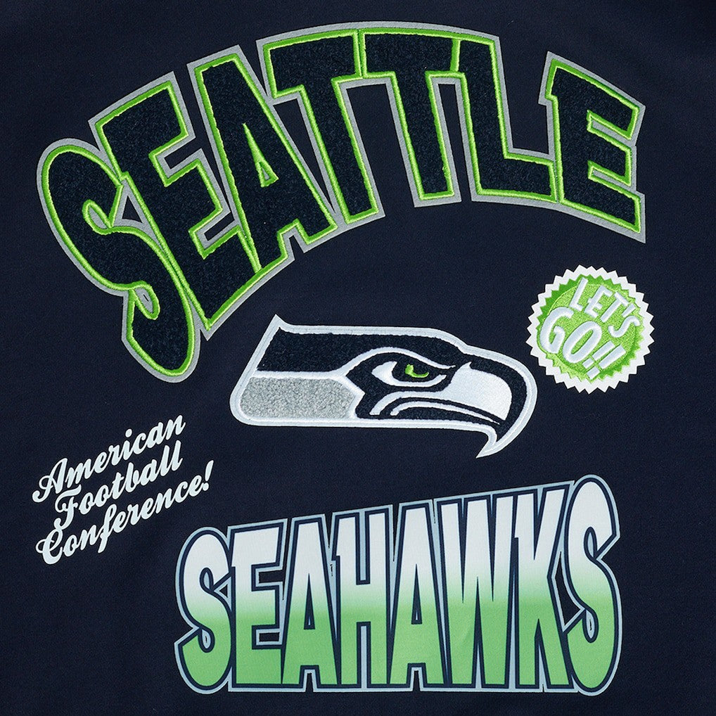 Seattle Seahawks Pro Standard Turn It Up Drop Shoulder Pullover Sweatshirt - College Navy outlet