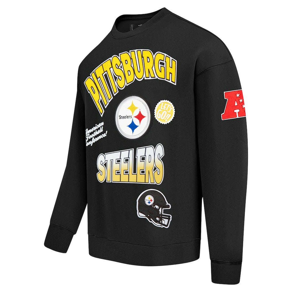 Pittsburgh Steelers Pro Standard Turn It Up Drop Shoulder Pullover Sweatshirt - Black cheap