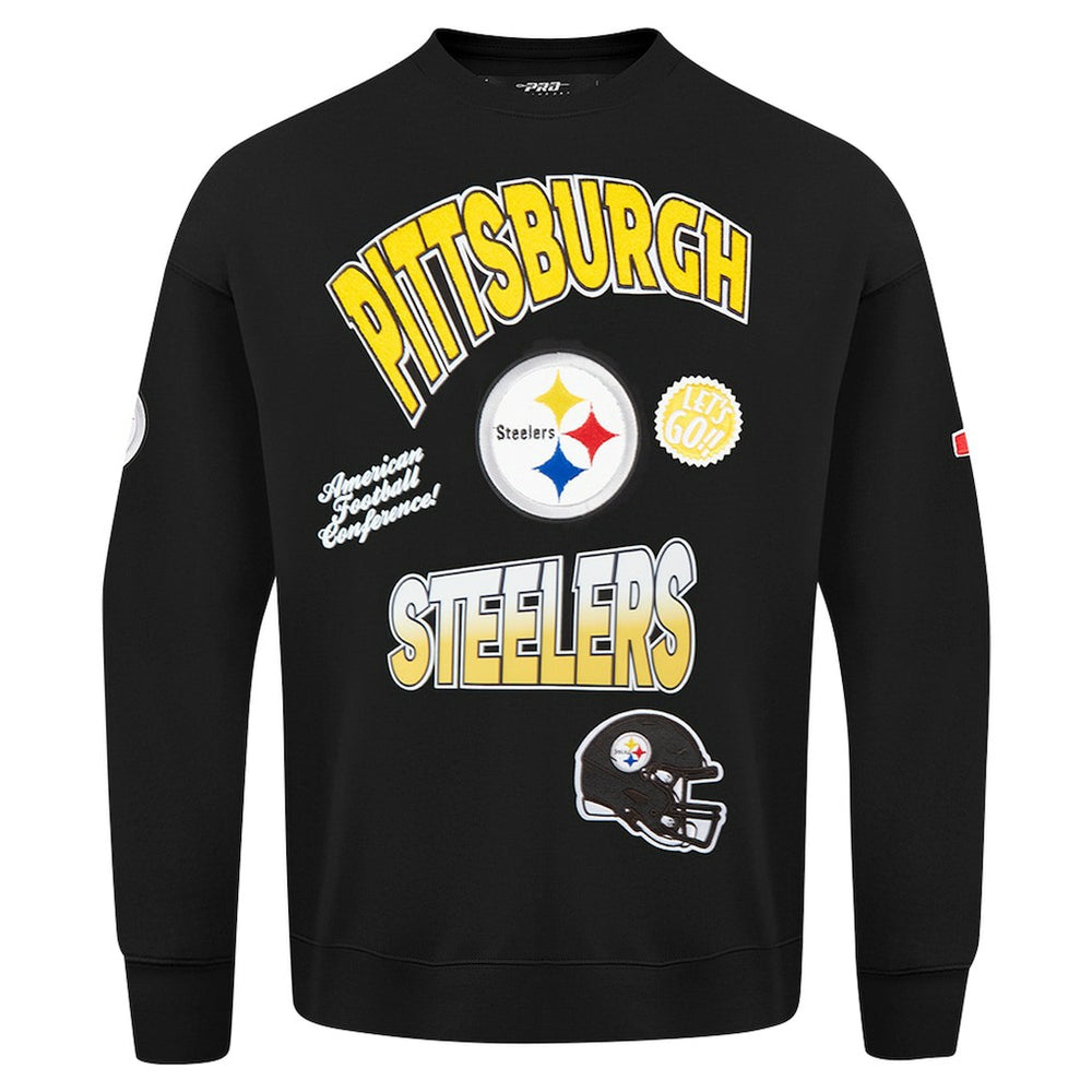 Pittsburgh Steelers Pro Standard Turn It Up Drop Shoulder Pullover Sweatshirt - Black cheap