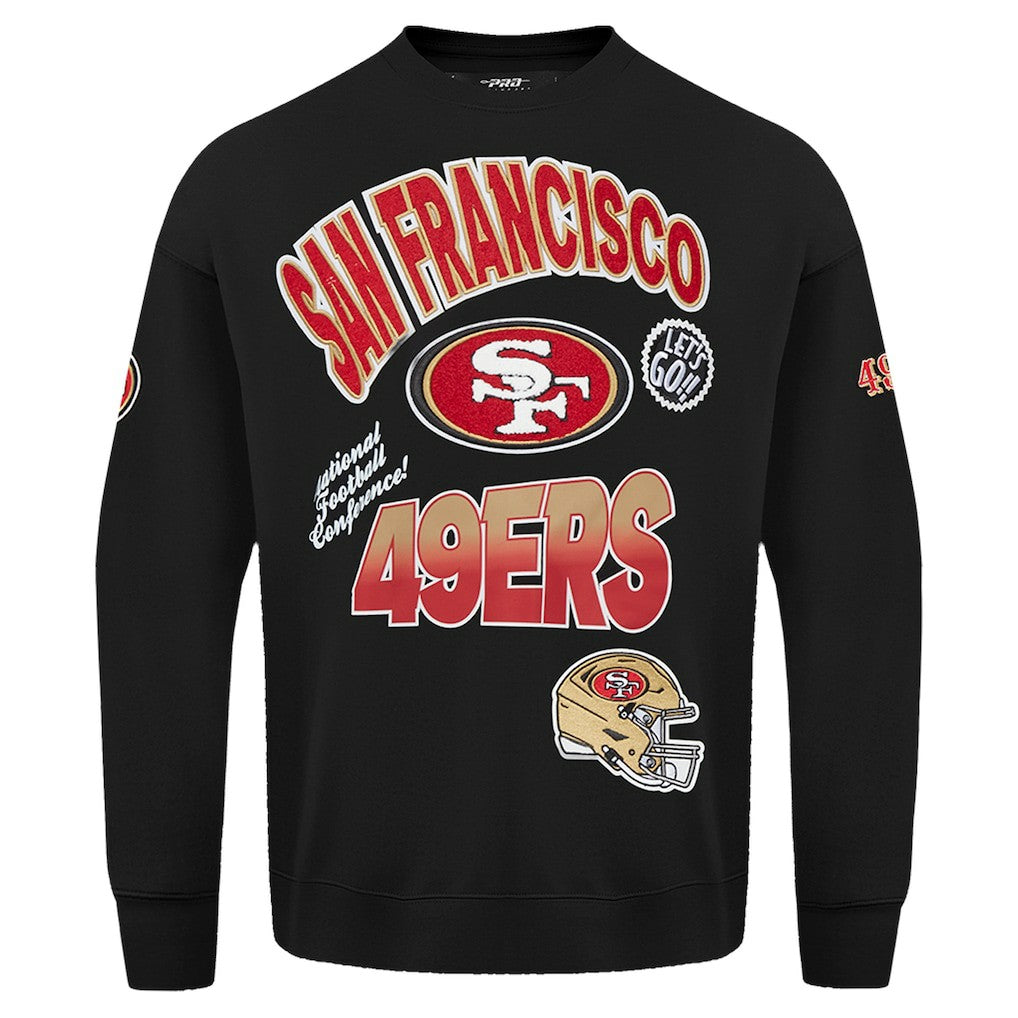 San Francisco 49ers Pro Standard Turn It Up Drop Shoulder Pullover Sweatshirt - Black for sale