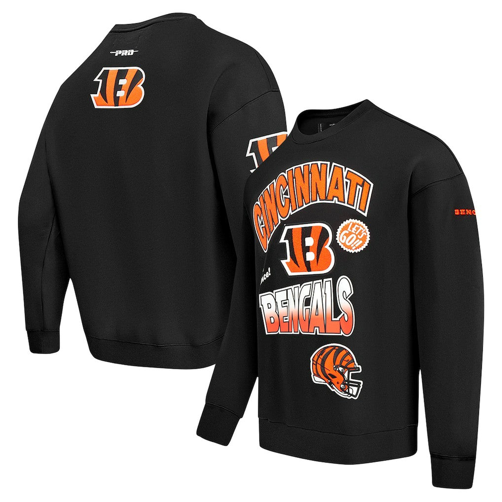 Cincinnati Bengals Pro Standard Turn It Up Drop Shoulder Pullover Sweatshirt - Black cheap