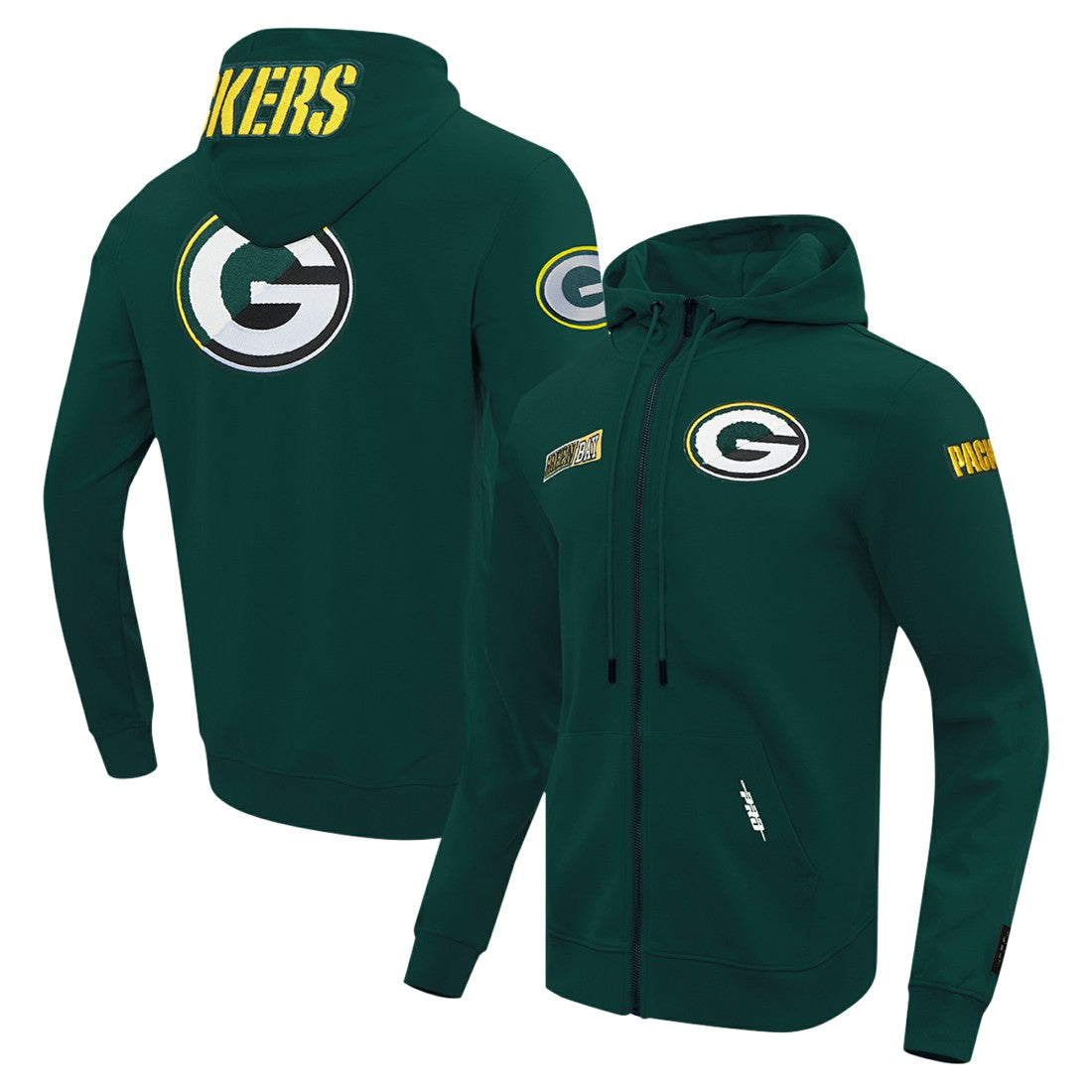 Green Bay Packers Pro Standard Split Logo Double Knit Full-Zip Hoodie - Green cheap