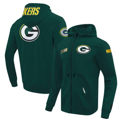 Green Bay Packers Pro Standard Split Logo Double Knit Full-Zip Hoodie - Green cheap