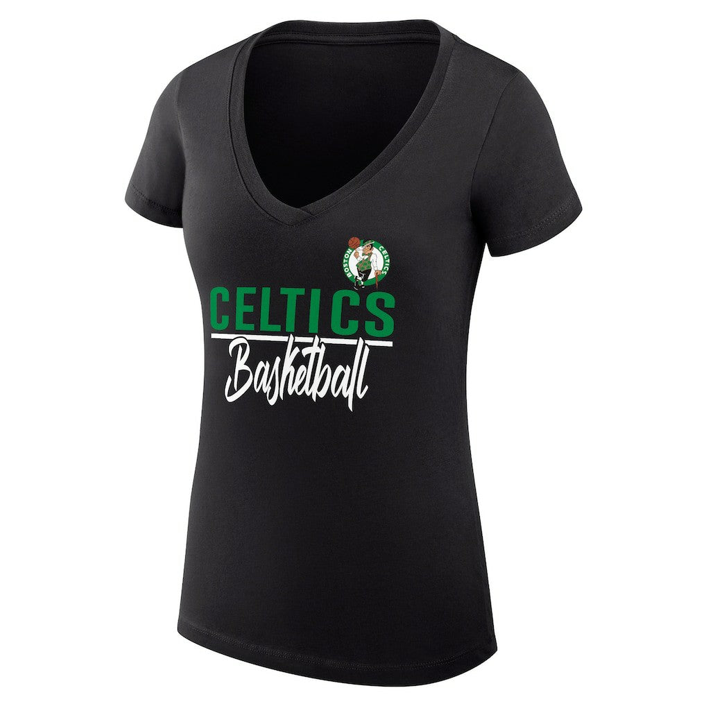 Boston Celtics G-III 4Her by Carl Banks Women's Super-Slim Fit Lightweight Team Sport V-Neck T-Shirt - Black cheap