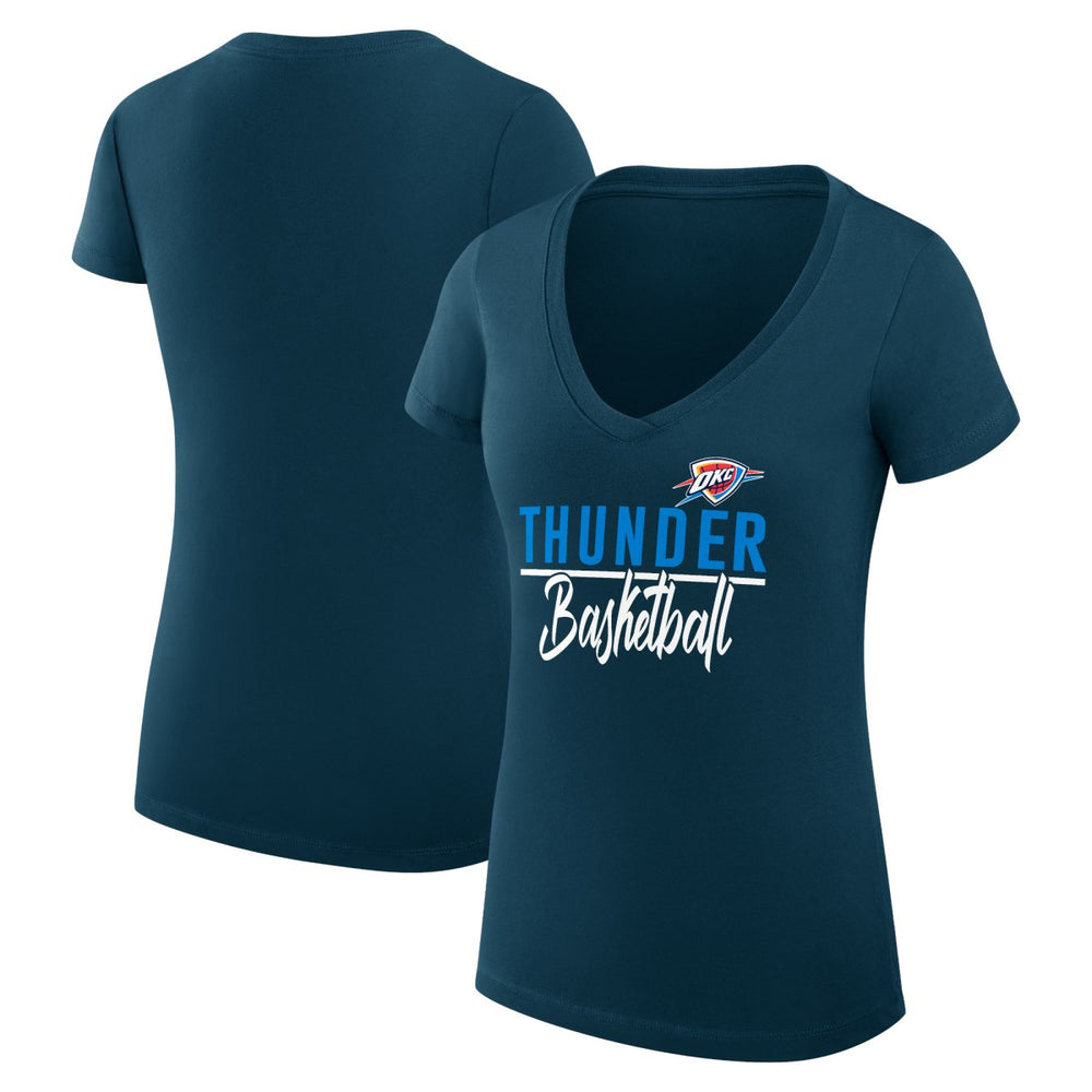 Oklahoma City Thunder G-III 4Her by Carl Banks Women's Super-Slim Fit Lightweight Team Sport V-Neck T-Shirt - Navy outlet
