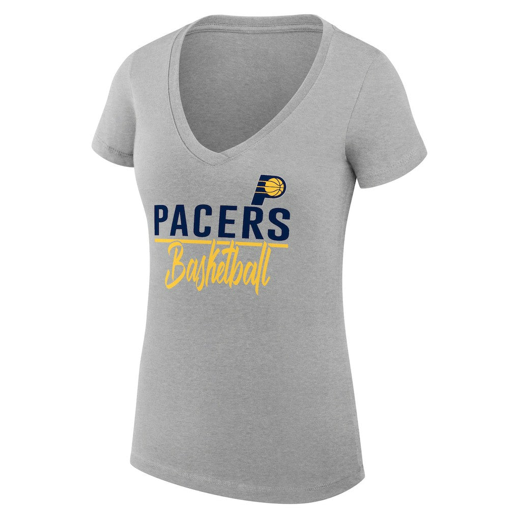 Indiana Pacers G-III 4Her by Carl Banks Women's Super-Slim Fit Lightweight Team Sport V-Neck T-Shirt - Heather Gray for sale