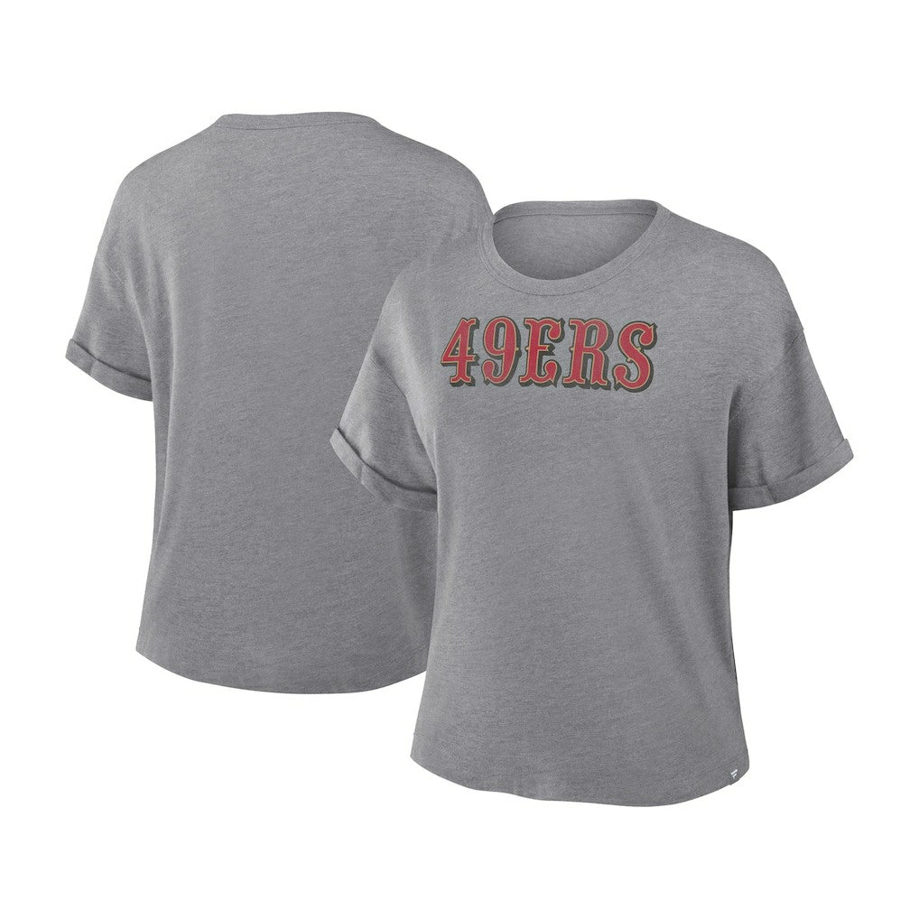 San Francisco 49ers Women's Swing Pass Tri-Blend Boxy T-Shirt - Heather Gray discount