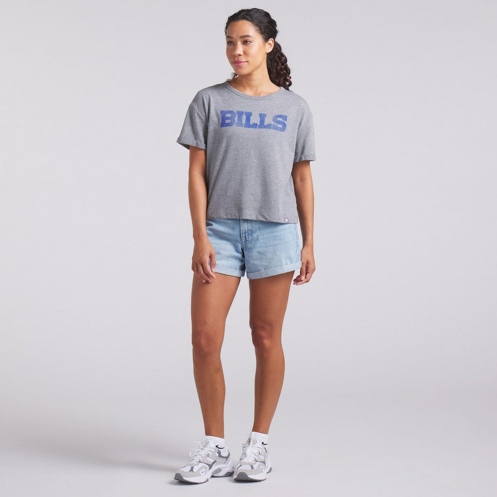 Buffalo Bills Women's Swing Pass Tri-Blend Boxy T-Shirt - Heather Gray outlet