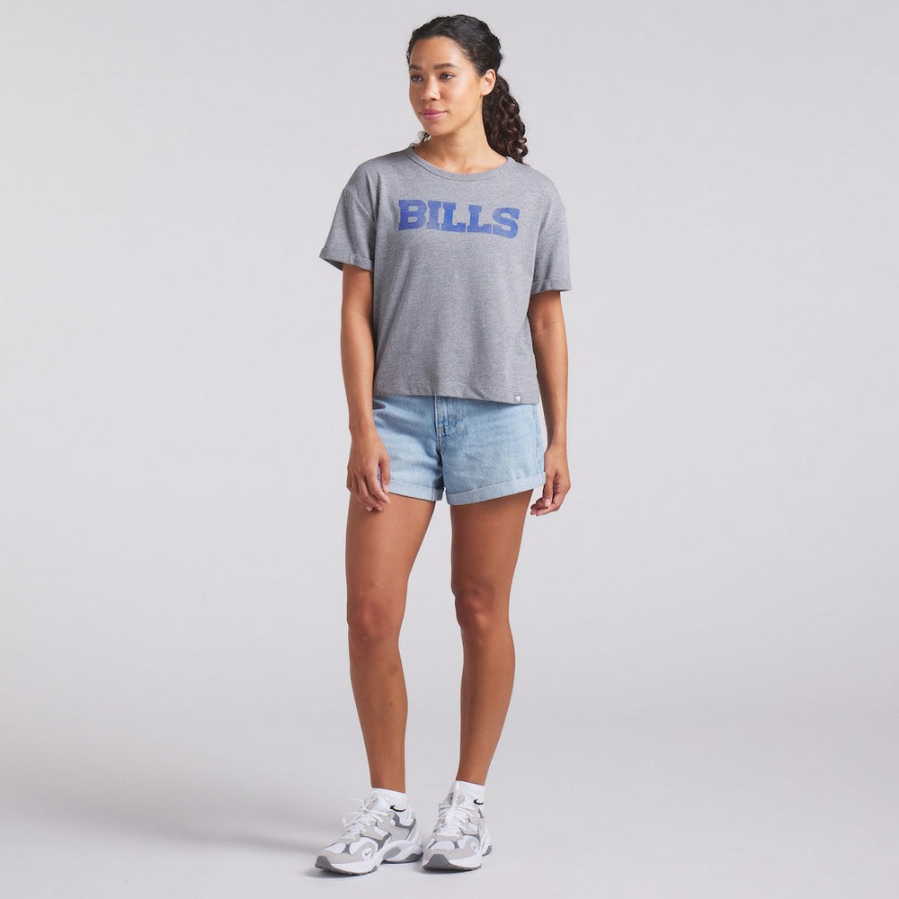 Buffalo Bills Women's Swing Pass Tri-Blend Boxy T-Shirt - Heather Gray outlet