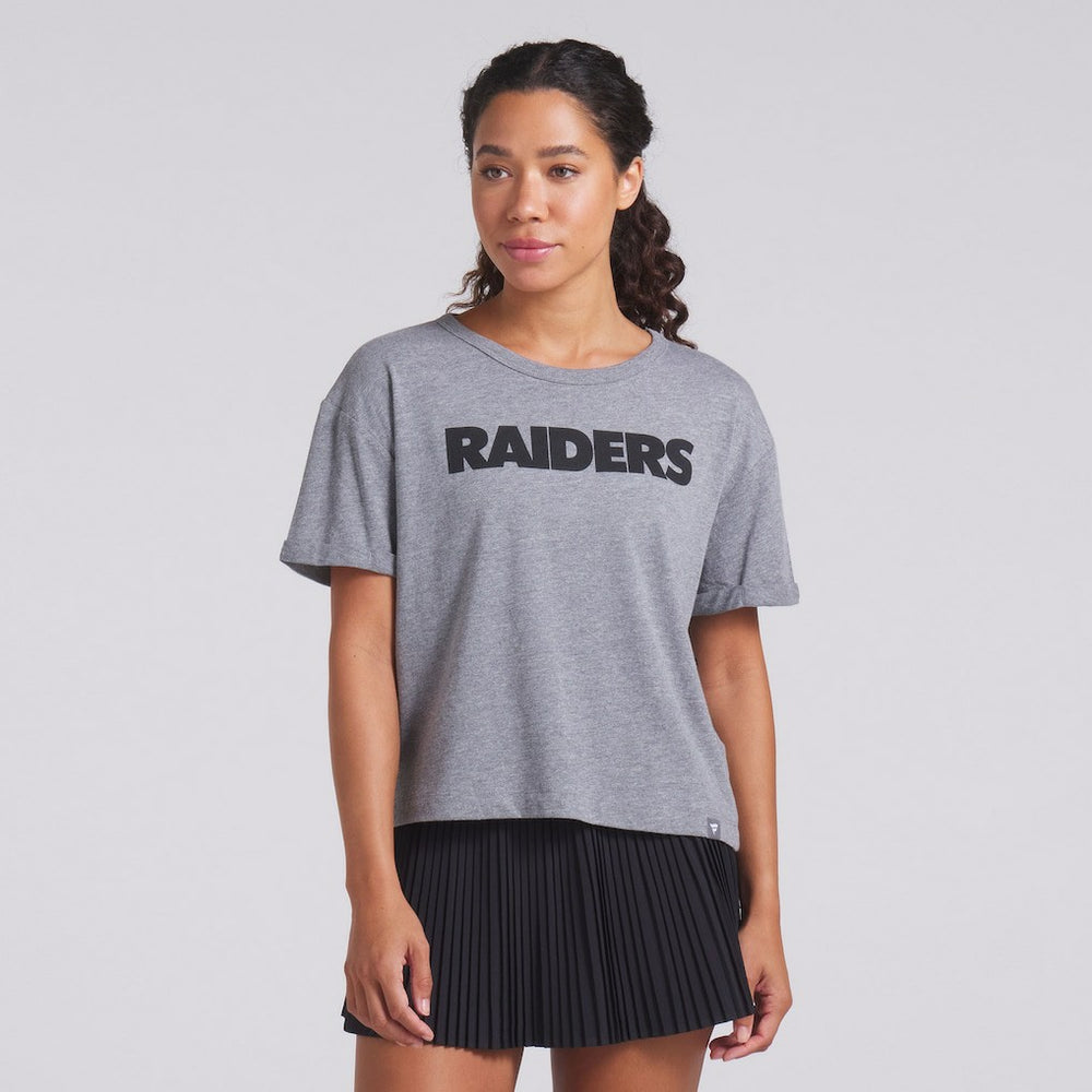 Las Vegas Raiders Women's Swing Pass Tri-Blend Boxy T-Shirt - Heather Gray cheap