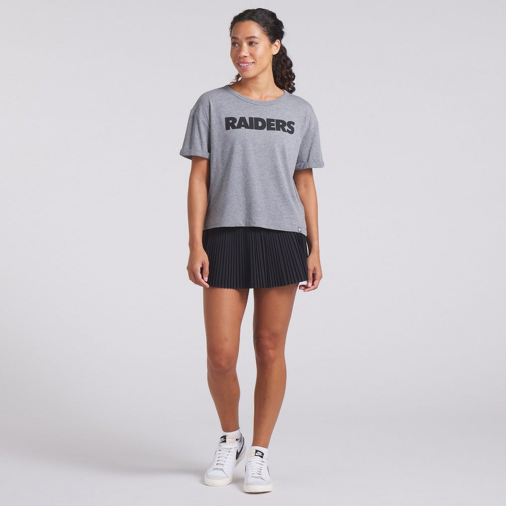 Las Vegas Raiders Women's Swing Pass Tri-Blend Boxy T-Shirt - Heather Gray cheap