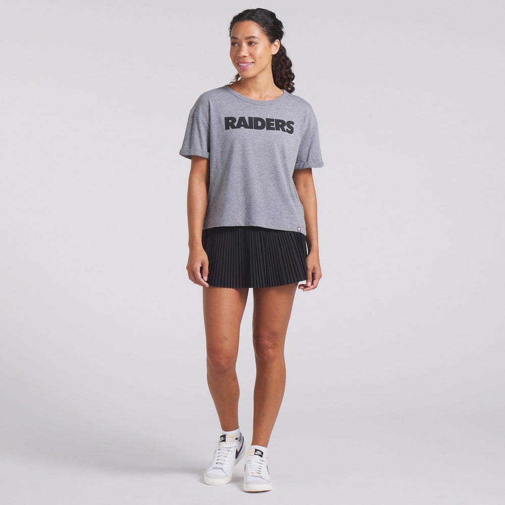 Las Vegas Raiders Women's Swing Pass Tri-Blend Boxy T-Shirt - Heather Gray cheap