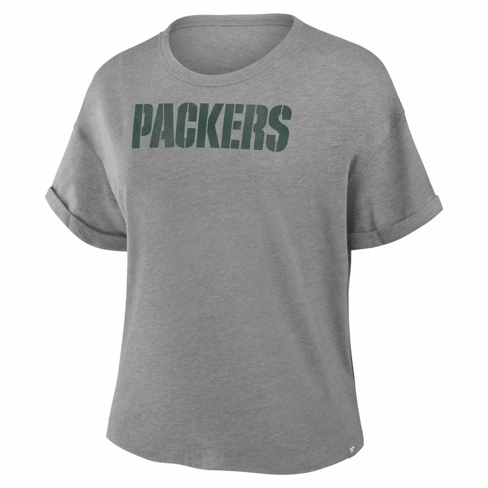 Green Bay Packers Women's Swing Pass Tri-Blend Boxy T-Shirt - Heather Gray on sale