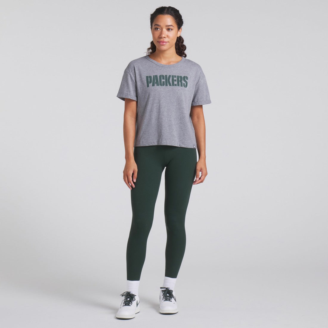 Green Bay Packers Women's Swing Pass Tri-Blend Boxy T-Shirt - Heather Gray on sale