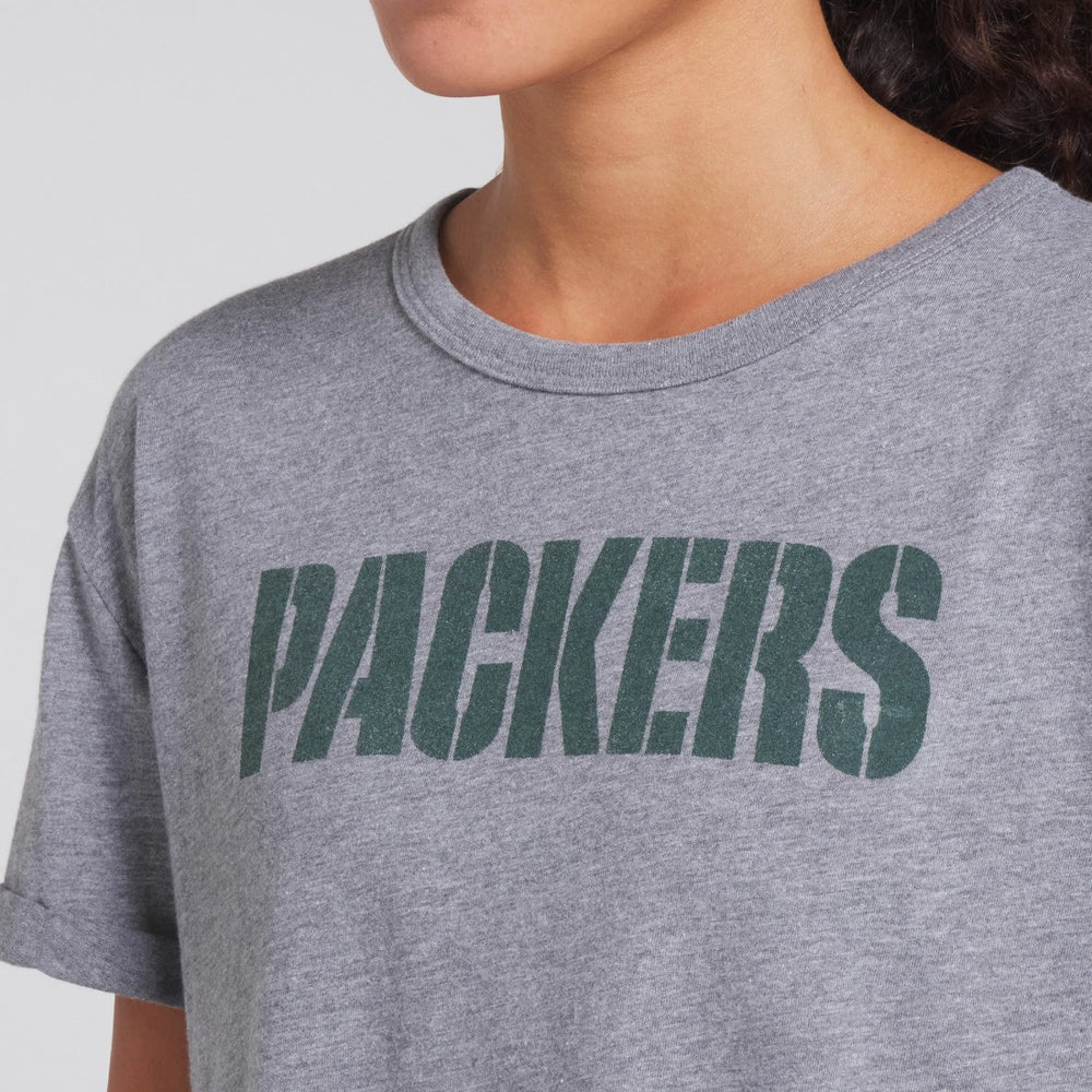 Green Bay Packers Women's Swing Pass Tri-Blend Boxy T-Shirt - Heather Gray on sale