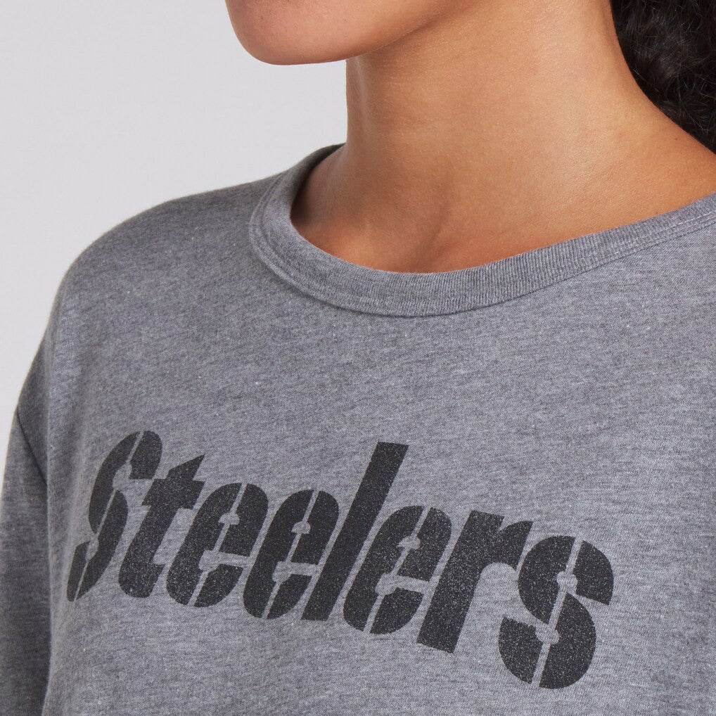 Pittsburgh Steelers Women's Swing Pass Tri-Blend Boxy T-Shirt - Heather Gray for sale
