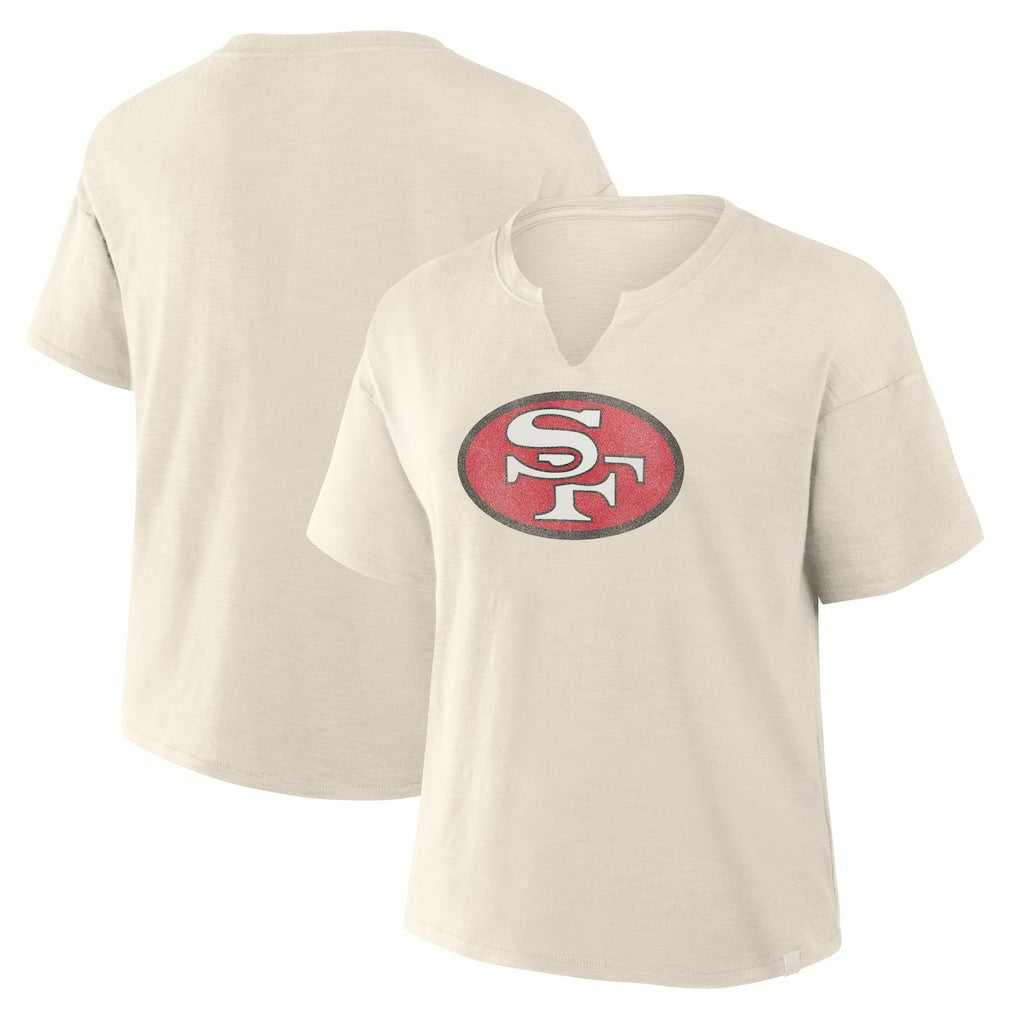 San Francisco 49ers Women's Trick Play Slub Boxy T-Shirt - Cream for sale