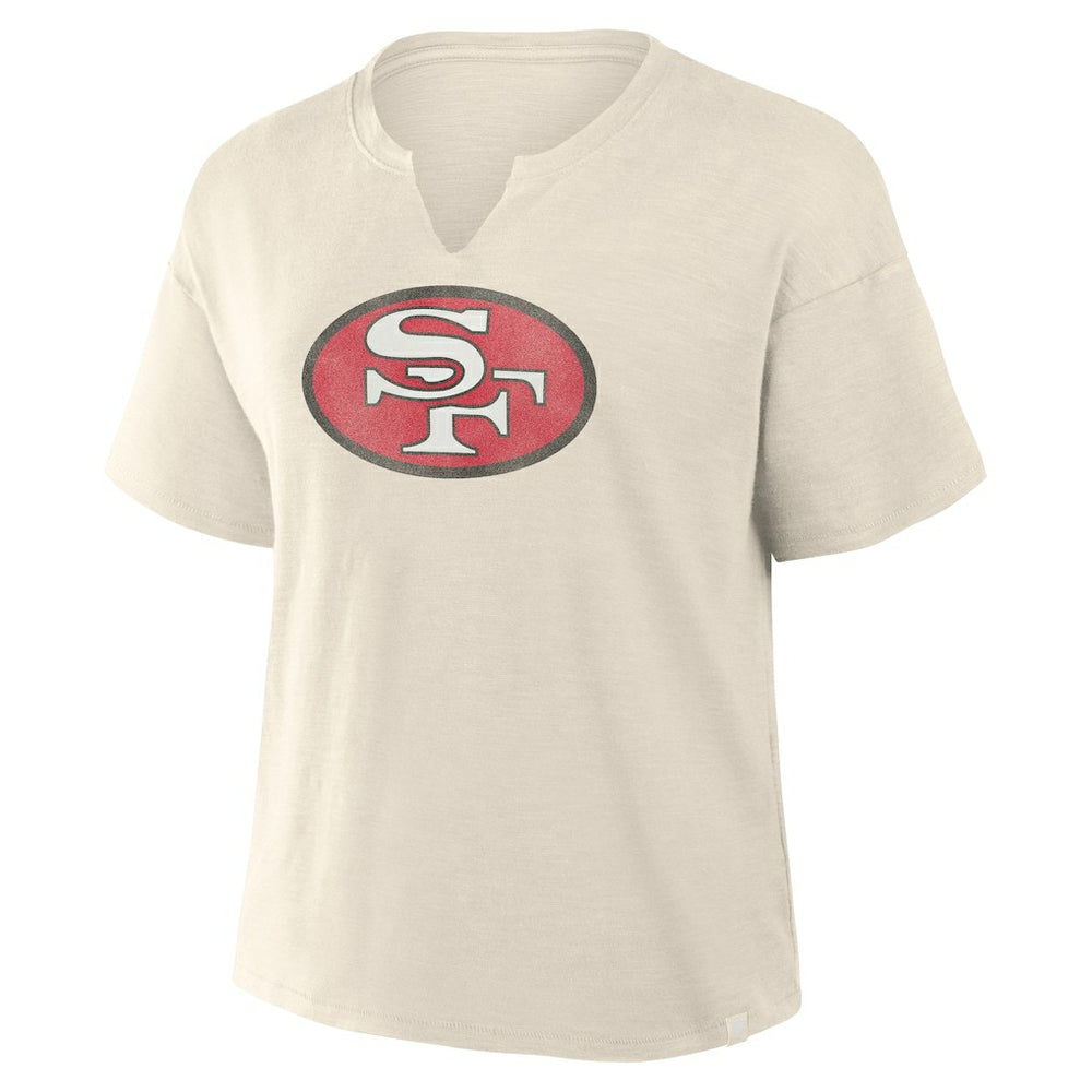 San Francisco 49ers Women's Trick Play Slub Boxy T-Shirt - Cream for sale