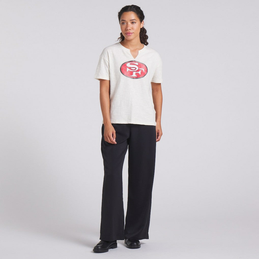 San Francisco 49ers Women's Trick Play Slub Boxy T-Shirt - Cream for sale