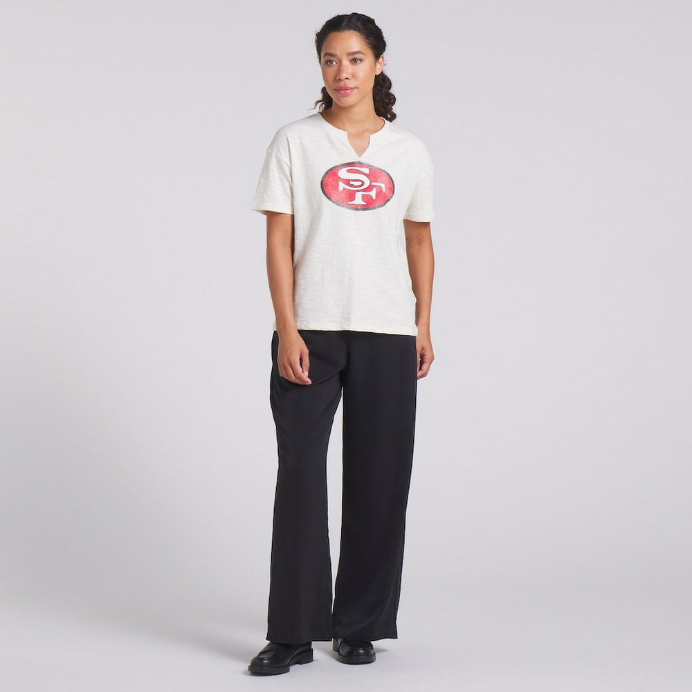 San Francisco 49ers Women's Trick Play Slub Boxy T-Shirt - Cream for sale