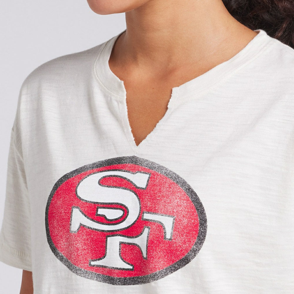 San Francisco 49ers Women's Trick Play Slub Boxy T-Shirt - Cream for sale
