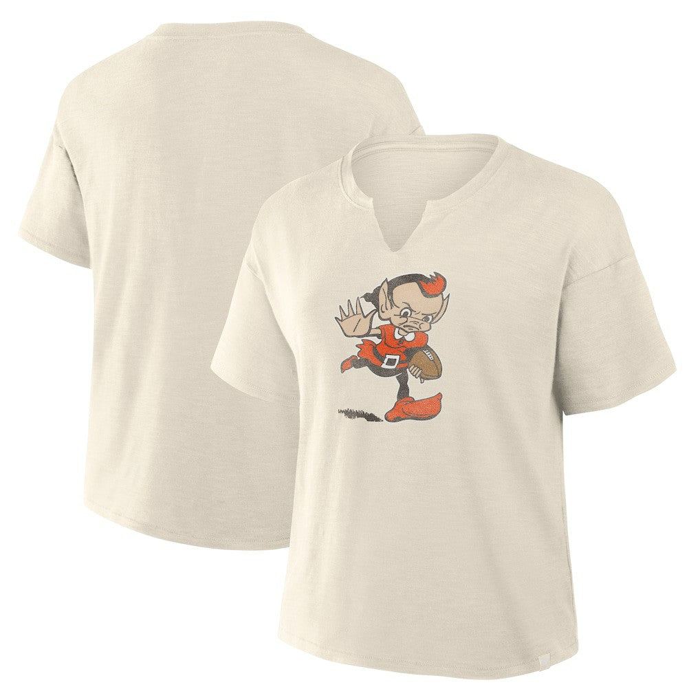 Cleveland Browns Women's Trick Play Slub Boxy T-Shirt - Cream cheap