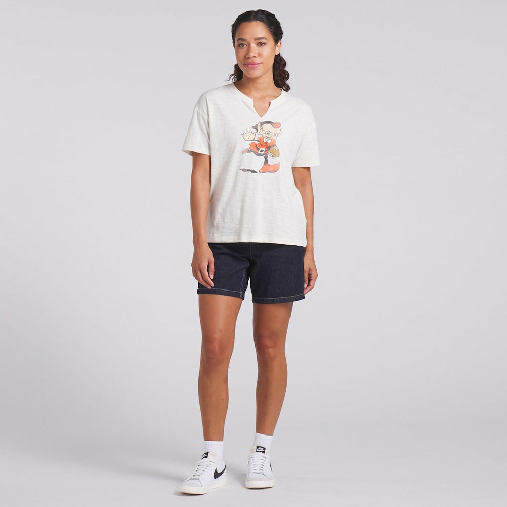 Cleveland Browns Women's Trick Play Slub Boxy T-Shirt - Cream cheap
