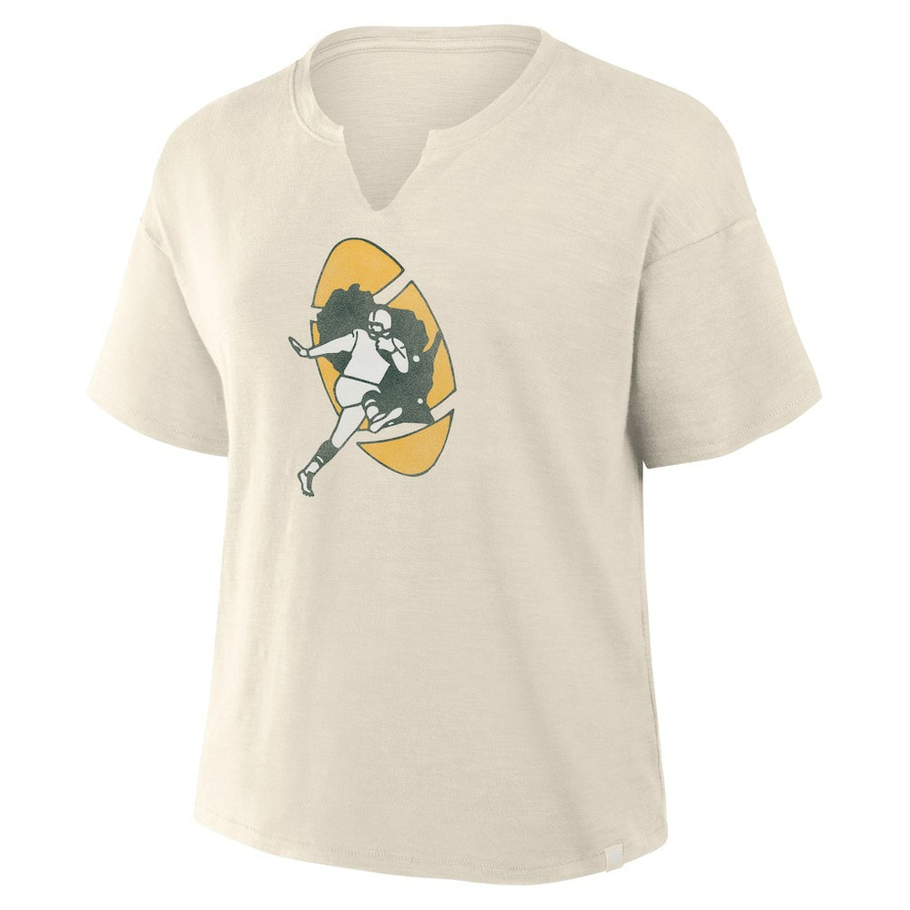 Green Bay Packers Women's Trick Play Slub Boxy T-Shirt - Cream online