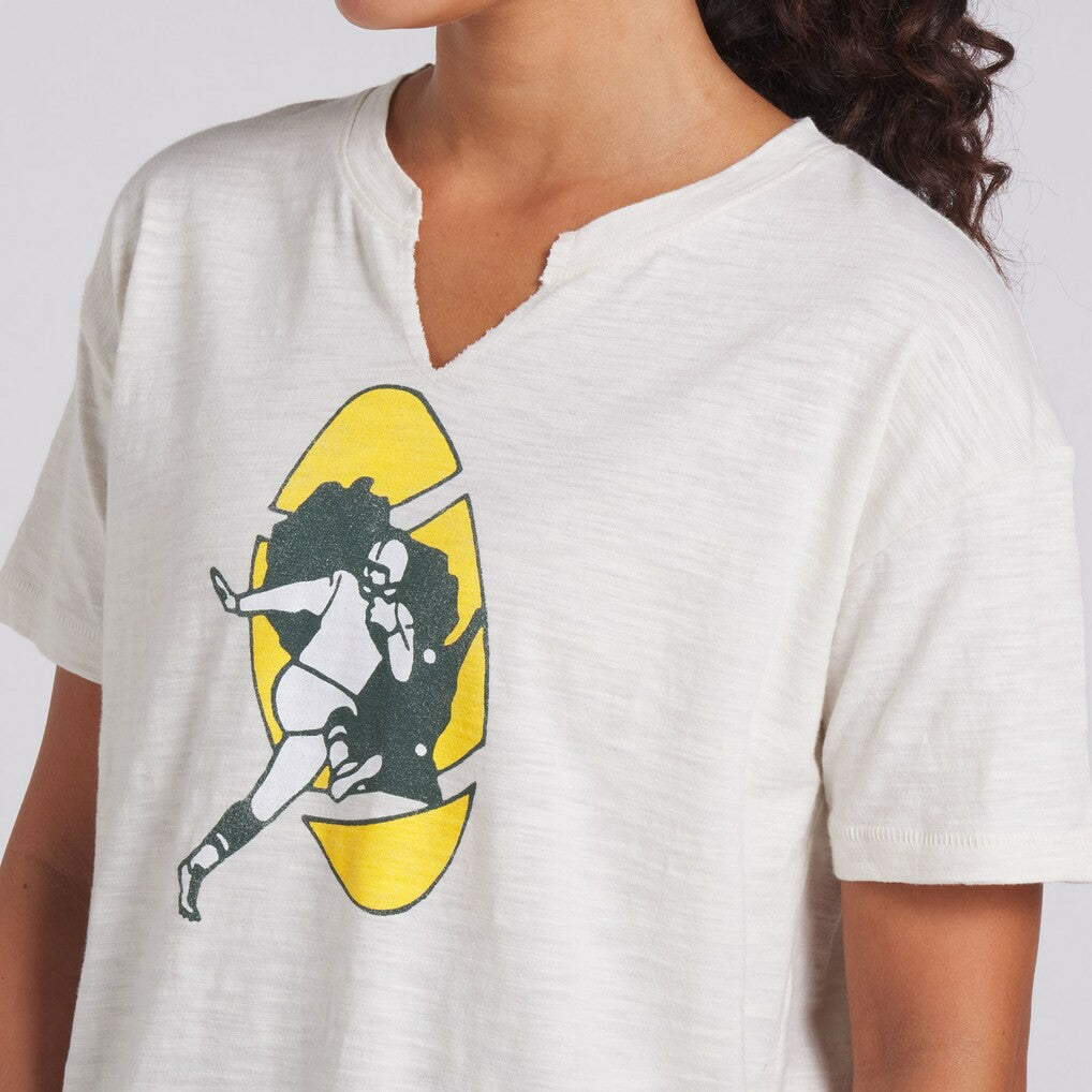 Green Bay Packers Women's Trick Play Slub Boxy T-Shirt - Cream online