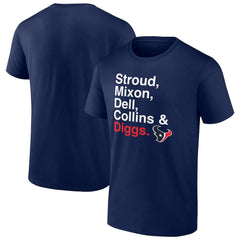 Houston Texans Stroud, Mixon, Dell, Collins & Diggs T-Shirt - Navy discount