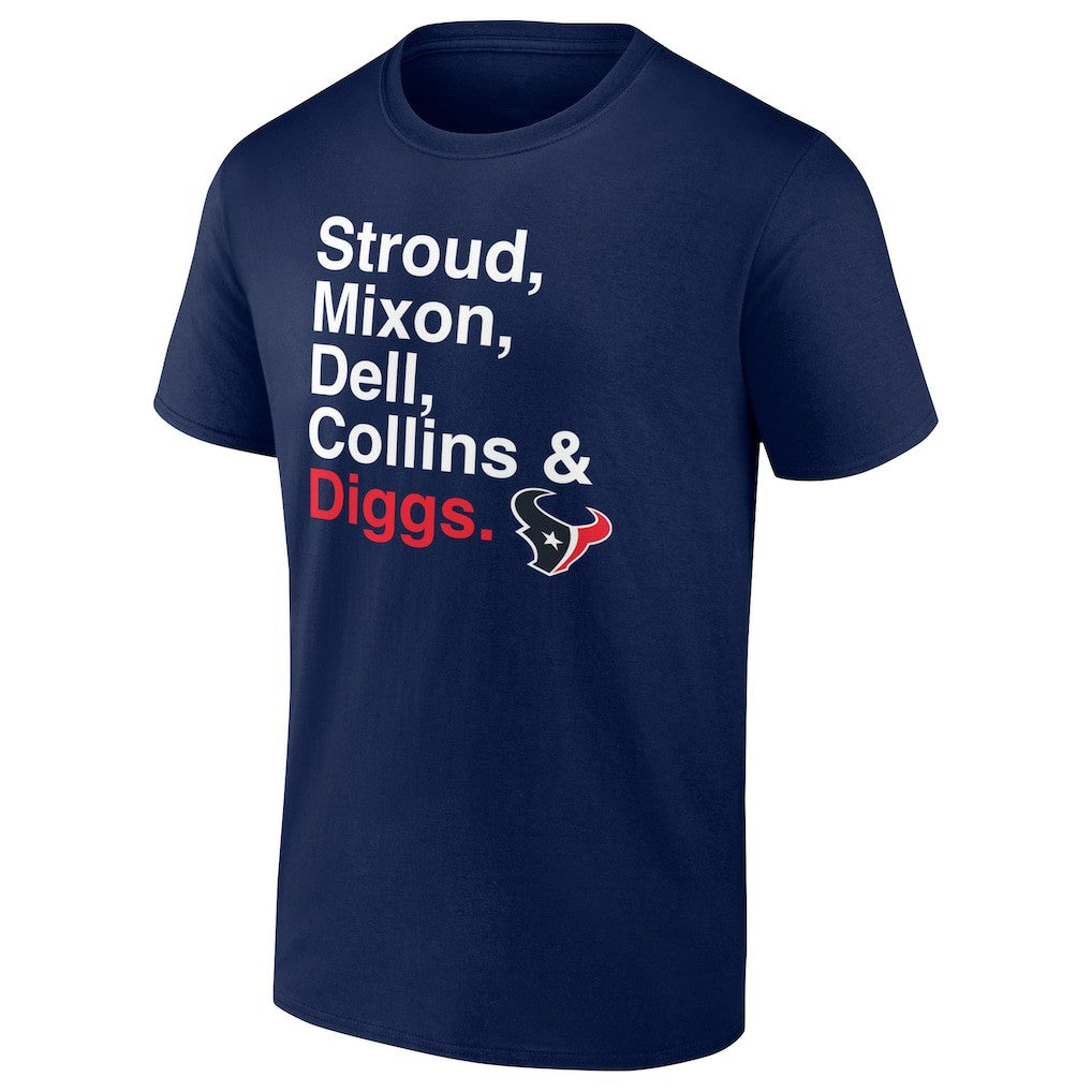 Houston Texans Stroud, Mixon, Dell, Collins & Diggs T-Shirt - Navy discount