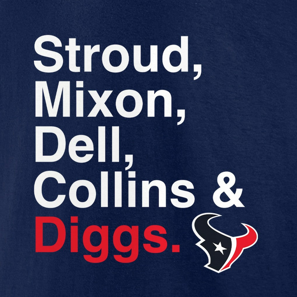 Houston Texans Stroud, Mixon, Dell, Collins & Diggs T-Shirt - Navy discount
