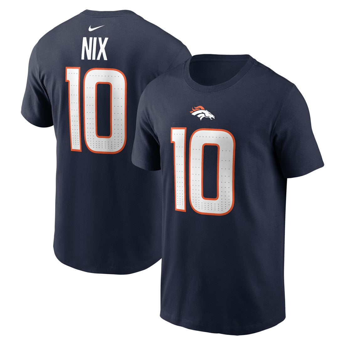 Bo Nix Denver Broncos Player Name & Number T-Shirt - Navy on sale