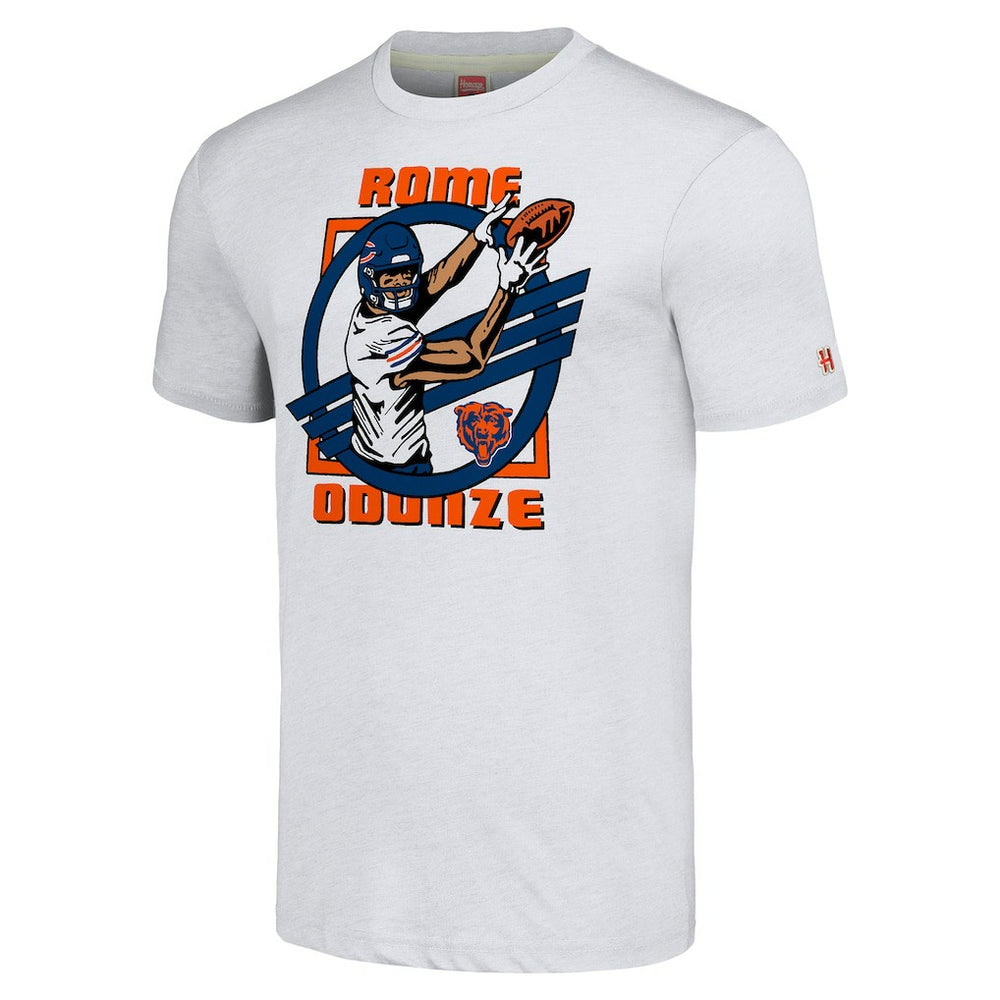 Rome Odunze Chicago Bears Homage Unisex Caricature Player Tri-Blend T-Shirt - Ash on sale