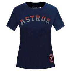 Houston Astros Pro Standard Women's Rhinestone Slim Fit T-Shirt Navy