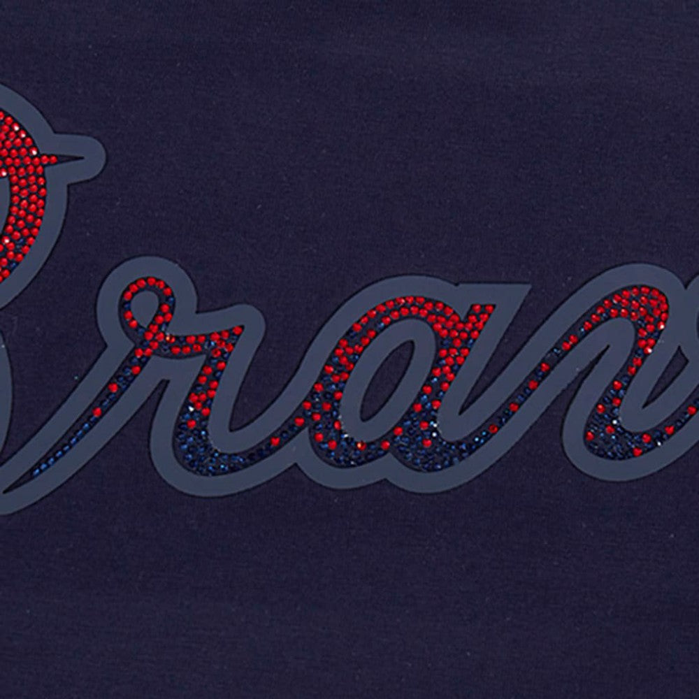 Atlanta Braves Pro Standard Women's Rhinestone Slim Fit T-Shirt Navy