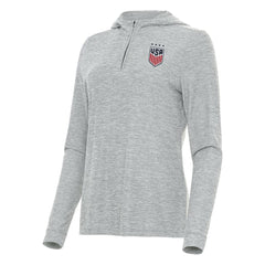 USWNT Antigua Women's Daybreak Quarter-Zip Hoodie - Heather Gray shop