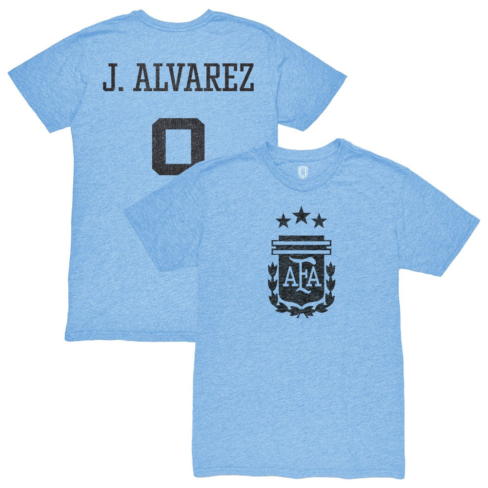 Julián Álvarez Argentina National Team 1863FC Player Retro Tri-Blend T-Shirt - Light Blue shop