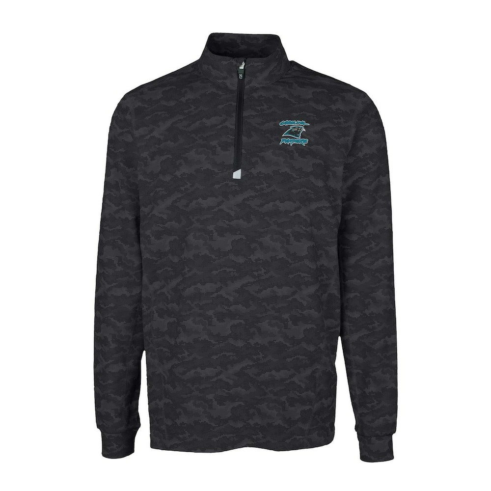 Carolina Panthers Cutter & Buck Traverse Camo Print Stretch DryTec Quarter-Zip Top - Black cheap